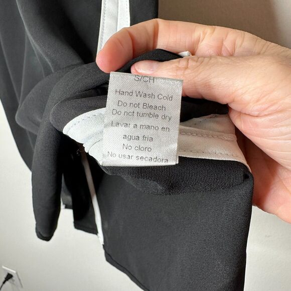 FATE Black & White Lined Stripe Tie Side Back Flowy Halter Blouse Top Small - Picture 8 of 12